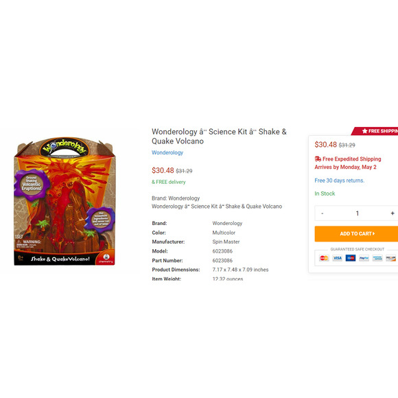 Wonderology Science Kit Shake & Quake Volcano. New in Open Box! Retail $31! - Picture 3 of 3